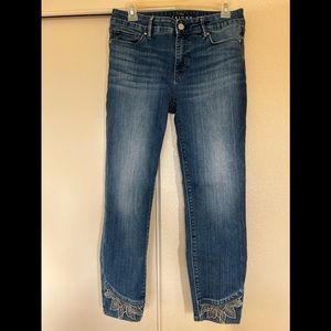 White House Black Market Lace Hem Cropped Jeans